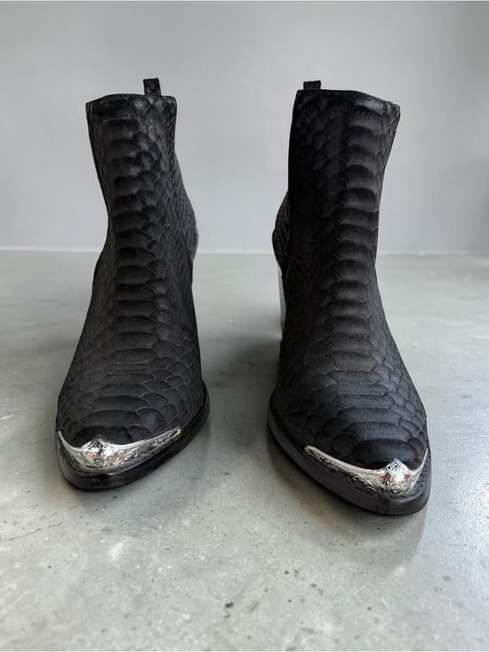 Jeffrey Campbell Shoes - Jeffrey Campbell Cromwell Black Snake Print Cutout Western Ankle Booties